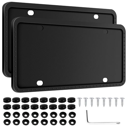 Viaje Y Protección, Automotive Parts and Accessories DASKING Marco de Matrícula de Silicona, 2PCS Porta Placas para Auto, Marco Universal Soportes de MatríCula, Antióxido, Antivibración, Resistente a la...