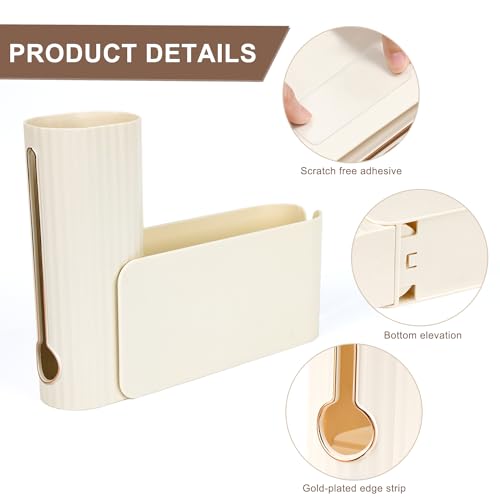 xiruiubao Müllsack Organisator Wand, Faltbar Müllsack Spender für Schränke, Wandmontierter Spender für Plastiktüten, Abfallsack und Frischhaltefolie für Bad & Küche (Milchig Weiß)