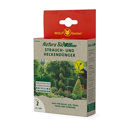 WOLF Garten - Natura Bio Strauch- und Heckendünger N-SH 0,25 für ca. 2m² pro Jahr; Verpackung aus Recycling Graspapier