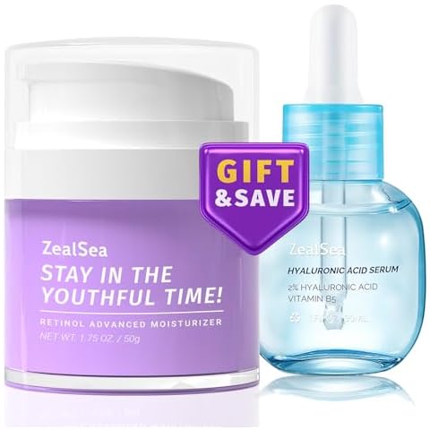 Zealsea Hydration Boost and Renewal Set: 2% Hyaluronic Acid Serum and Anti-aging Retinol Cream Revitalize Youthful Radiance. Cover