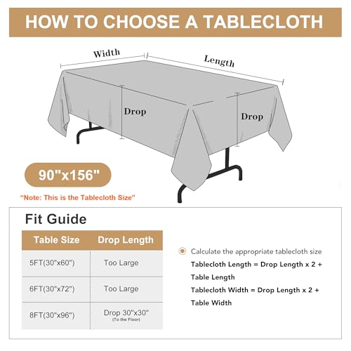 Image of sancua Rectangle Tablecloth - 90 x 156 Inch - Water Resistant Spill Proof Washable Polyester Table Cloth, Decorative Fabric Table Cover for Dining Tables, Buffet Parties and Camping, Black