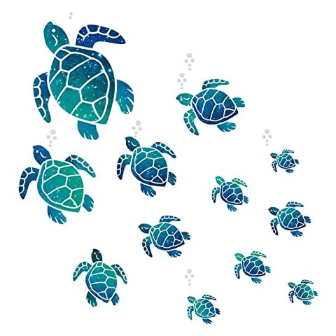 12 Pieces Sea Turtle Tile Stickers Waterproof Wall Decals Turtle Vinyl Stickers Underwater Ocean Wall Sticker Sea Wall Decals for Home Office Living Room Wall Bathroom Toilet Cover