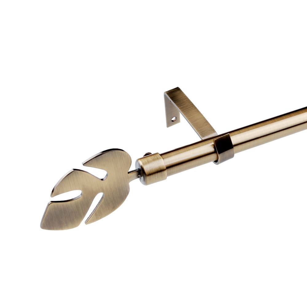 LOLAhome Pack de Barra de Cortina Extensible de 160 a 300 cm, con 2 escuadras y 2 terminales de Metal Dorado Bronce