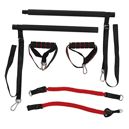 Portable Pilates Bar Kit with Bands for Versatile Workouts, Yoga and Training, Non Slip Handles, Assembly, 30 lbs Tension Ropes (2 Webbing Tube)