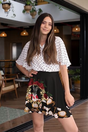 CowCow Womens Skater Skirt Skull Space Feather Rock & Roll Death Patchwork Party A-Line Skirt, XS-3XL4