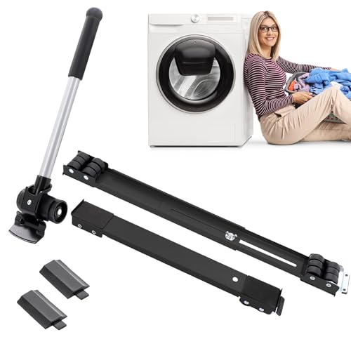 Extendable Furniture Appliances Rollers with Furniture Lifter, Mover Tools 24 Rollers & Brake Equipment for Heavy Washing Dryer Machine Refrigerator Mobile Wheels Strong Base Stand Hold 660 lb Black