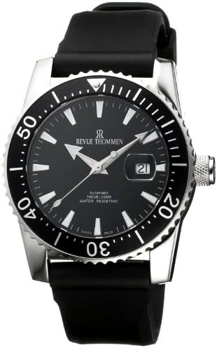 Revue Thommen Men's Automatic Watch with Black Dial Analogue Display and Black Plastic or PU Strap 17030.2537