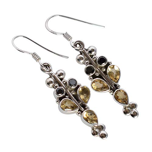 Boucles d'oreilles argent 925 avec quartz champagne, cadeau idéal