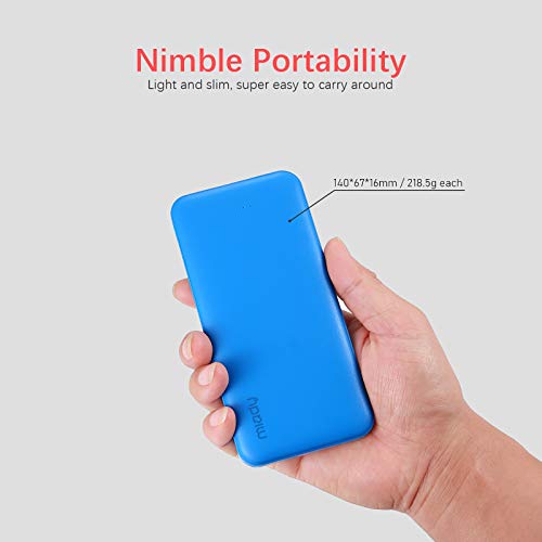 Miady 2-Pack 10000mAh Dual USB Portable Charger, Type-C Fast Charging Power Bank, Slim Backup Battery Pack Compatible with iPhone 16/15/14/13 Galaxy S24/22 iPad Android etc (Red+Blue) - Thumbnail 7