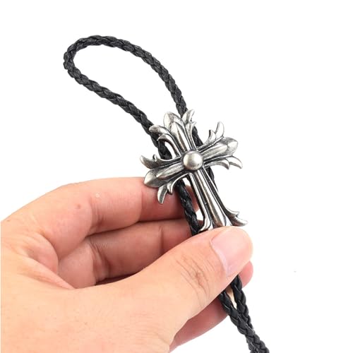 Image of Cowboy Bolo Tie for Men, Vintage Cow Skull Bolo Tie Necklace Native American Necktie for Men Women