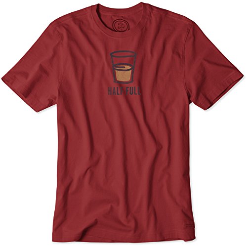 Life is good Men's Half Full Glass Crusher Tee