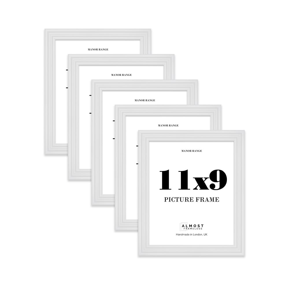 11x9 Picture Frame, Display 11x9 Pictures (22.9 x 27.9cm) - Ice White Elegant 42mm Edge Antique-Inspired Home Accessories - 5 Pack — image 1