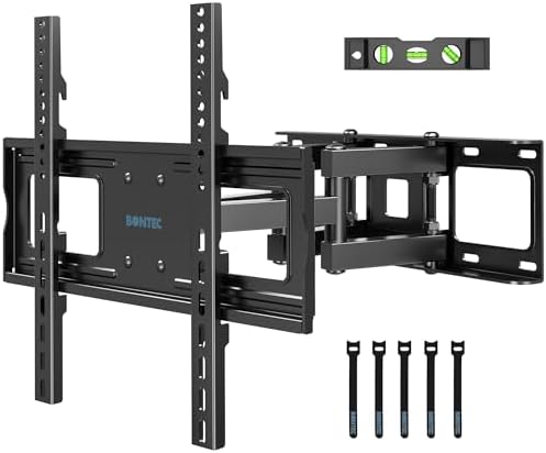 BONTEC TV Wall Mount, Full Motion Bracket for 23-70 Inch TVs, Holds Up to 99lbs, Max VESA 400x400mm, Fits 32 40 50 55 65 Inch LED OLED LCD Flat and Curved Screens, Tilt Swivels with 6 Arms