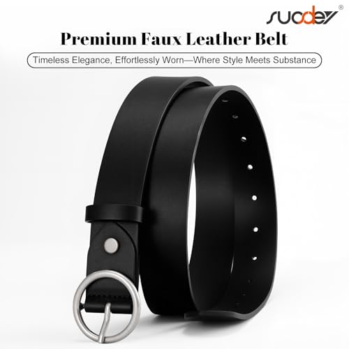 SUOSDEY Fashion Women Leather Belt for Dresses Jeans Pants With Classic Round Buckle4
