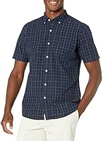 Amazon Brand - Goodthreads Men's Standard-Fit Short-Sleeve Plaid Poplin Shirt