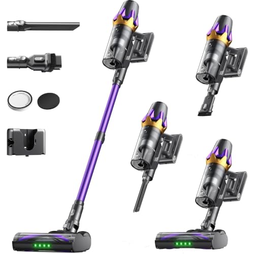Cordless Vacuum Cleaner,Upgraded 600W 50KPA 65Mins 1.8L Cup Cordless Stick Vacuum Cleaner with Self-Standing,Touch Screen,Anti-Tangle Brush,Wall Mount Charging, Vacuum Cleaners for Home,Floor,Carpet