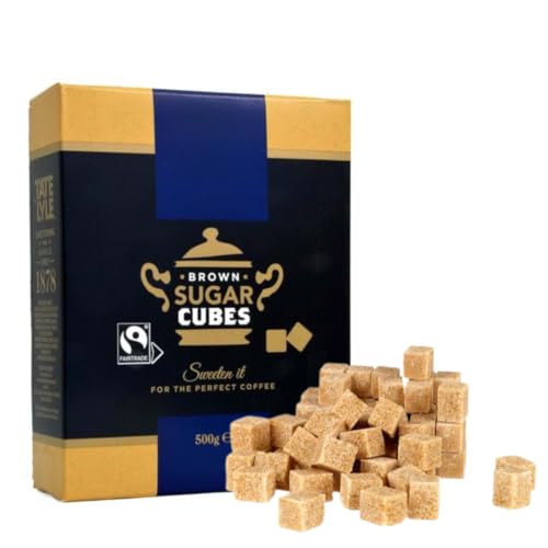 Brown Sugar Cubes 2X500g Kosher Certified Fairtrade Cane Sugar Cubes - Perfect for Coffee Tea & Hot Drinks - Sustainable & Ethically Sourced (NP)