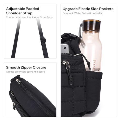 Image of Medium Size Purses for Women Quilted Travel Purse with Multi Pockets Nylon Crossbody Bag for Ladies