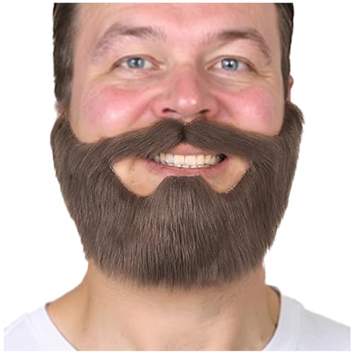Honcloud Easy to Wear Fake Beard Novel Styles Suitable for Costume Matching Halloween Party (Brown)