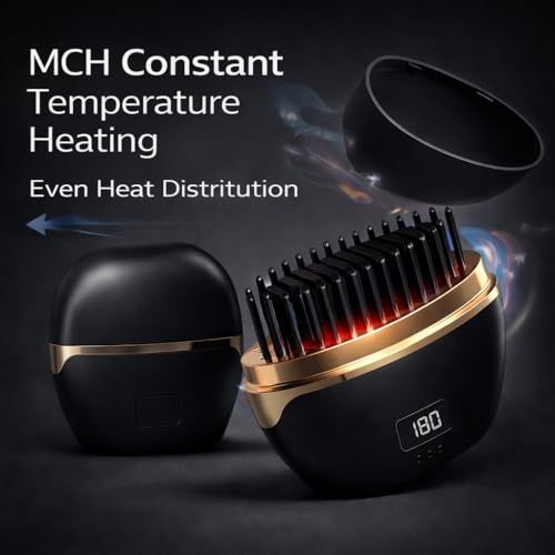 Image of VONT Mini Hair Straightener,Cordless&Rechargeable Portable Hair Straightener Brush with 3 Temperature Setting,Portable Electric Hair Brush 30s Heating,Mini Straightening Brush for Home & Travel (BLACK)