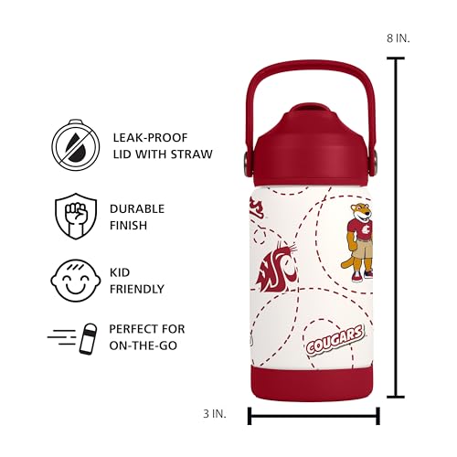 Image of Logo Brands NCAA Mascot Stainless-Steel Kids Bottle -Soft Silicone Mouthpiece, Easy To Carry, Kid-Friendly Design- Great For School & On-The-Go