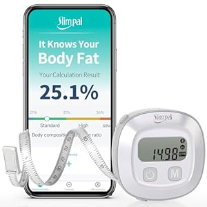 Slimpal Smart Body Measuring Tape, Tape Measure for Body Waist Arms Hip Bust Measurements Device with App, Retractable Bluetooth Monitoring Body Fat BMI Tool for Fitness Shape & Weight Loss