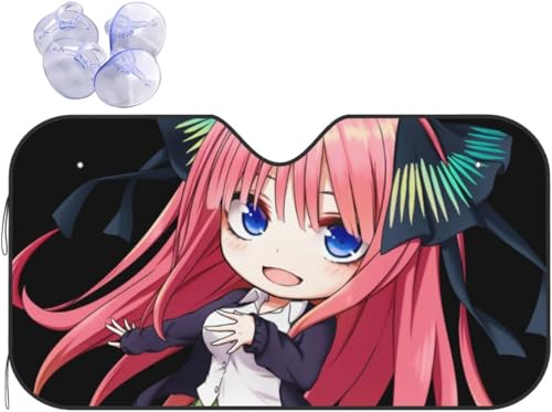 車用サンシェード 五等分の花嫁 中野二乃(1) 日よけ 車フロントガラスカバー 日除けシェード 遮光断熱 紫外線カット 四季用 取り付けが簡単 折り畳み式 防水材料 雪対策 凍結防止シート 吸盤付き カー用品 130×70cm