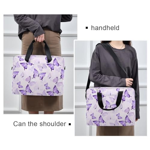 Bolso maletín para laptop con diseño mariposas moradas miniatura 2