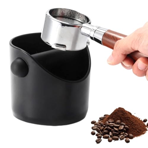 Ksvaye Caja para Posos de Café Coffee Knock Box Accesorios Cafe Posos Cafe Deposito Espresso Knock Box Cubo para Posos con Barra de Golpe y Base Antideslizante, 100 * 100 * 110mm