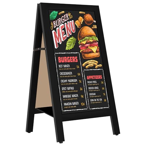 VAIIGO Chevalet Publicitaire Ardoise Magnétique 45x105 cm - Tableau Noir Double Face en Bois Pliable avec Support Central et Anti-Basculement - Pour...