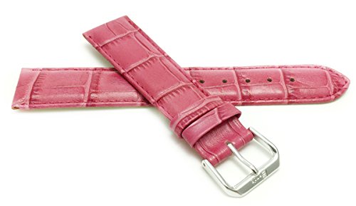 Bandini 14mm Womens Italian Leather Watch Band Strap - Hot Pink - Alligator Pattern, Hot Pink, 14MM