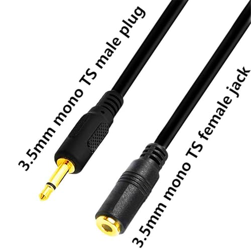Cable de audio mono 3.5mm macho a hembra 1.8m negro miniatura 5