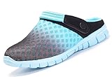  Clogs Herren Pantoletten Mesh Sabot Sommer Hausschuhe Damen Atmungsaktiv Gartenschuhe mit Rutschfest Weiche Sohle Freizeit Sandalen,Himmelblau,Gr.45