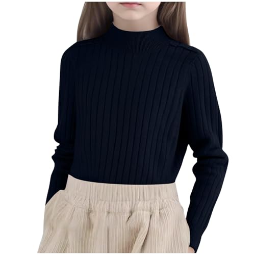 Girls Shirts Half Turtleneck Long Sleeve Tops Casual Knitted Slim Fit Pullover Blouse Tee