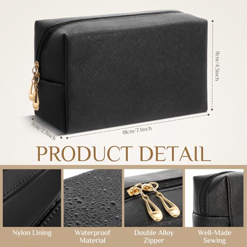 Cunno 100 Pcs Aesthetic Makeup Bags Bulk PU Leather Cosmetic Pouches DIY Toiletry Bags Preppy Makeup Pouch Travel Storage Organizer for Women Travel Party Gift(Black)2
