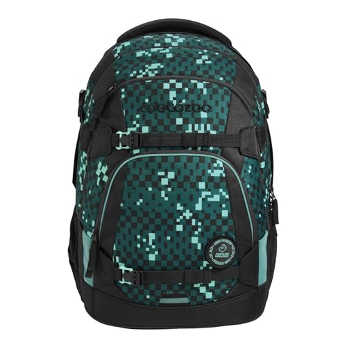 coocazoo Schulrucksack Mate „Pixel Blox”, schwarz-grün, ergonomischer...