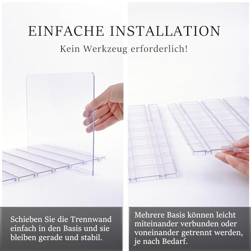 LARENNT 5 Stück Transparente Acryl Regaltrenner - Abnehmbarer und Verstellbarer Handtaschen Aufbewahrung - Schrankregaltrenner und Organizer - für Schlafzimmer Schränke Bücherregal Küchenschrank