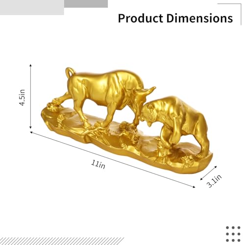 Figuras Toro y Oso de Wall Street de 4.5 Pulgadas Doradas miniatura 4