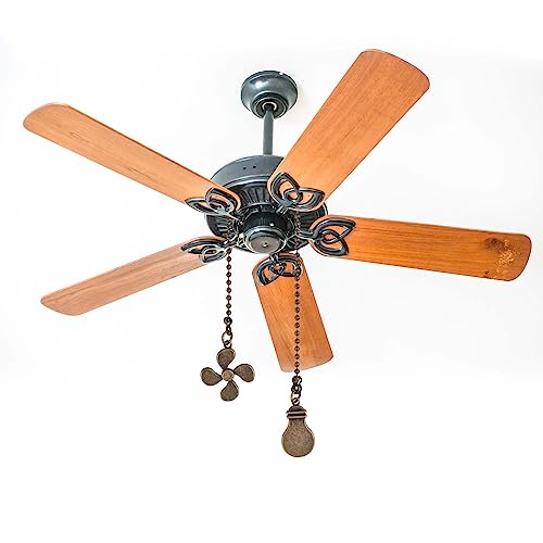 2 Stück Zugketten für Ventilatoren, Kugelkette mit Stecker, dekorative Kette aus Messing, für Leuchtmittel und Lüfterkabel (Lüfter & Glühbirnen)