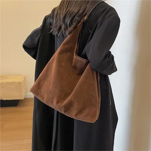 Vintage Women's Suede Shoulder Bag – Large Capacity Casual Commuter Tote, Solid Color3