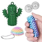 4 PCS Little Ouchies Pain Fidget, Pain Stim Fidgets for Adults, Spinning Spiky Roller Fidget - Pain Stim Tool Sensory Toy for Anxiety & Stress Relief, 3D Printed Grippie Stim Keychain Gifts for Adults