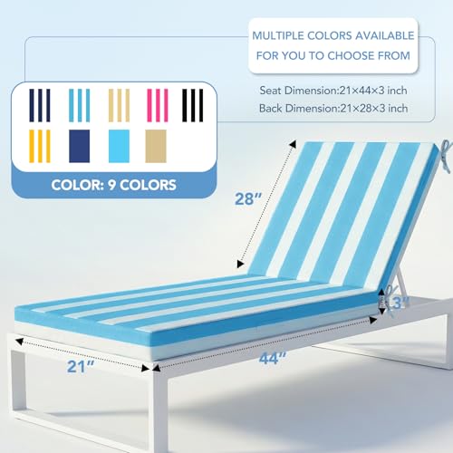 Chaise Lounge Chair Waterproof Cushion Set of 2 Outdoor for Pool - image 2