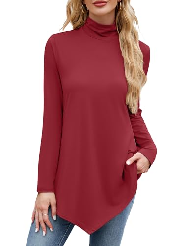 Image of JUSTFASHIONNOW Turtle Neck Shirts for Women Long Sleeve Fall Tunic Tops