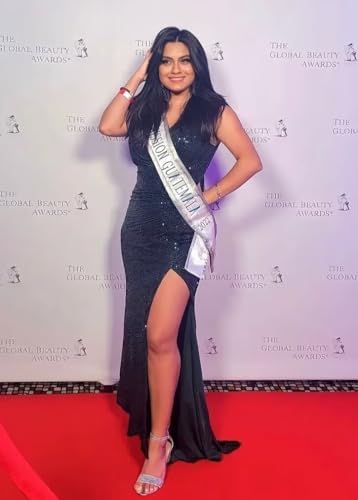 Sequin Mermaid Long Prom Dresses 2025 for Teens Sparkly V Neck Ruched Formal Evening Gown with Slit WO0443