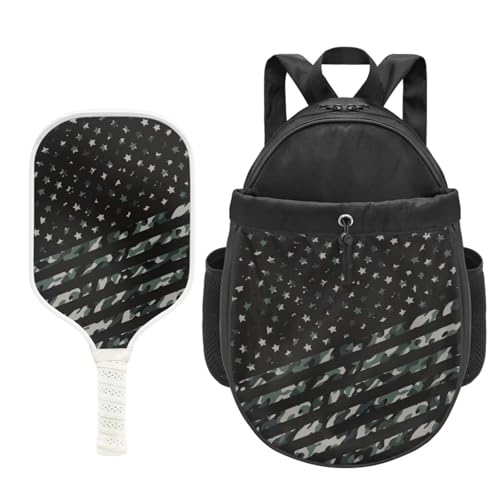 TSOVTHRID Pickleball Paddles Set of 2 with Camouflage American Flag Pickleball Paddle Bag with Zipper & Adjustable Shoulder Strap Pickleball Paddles Pickleball Rackets for Adults and Teenager