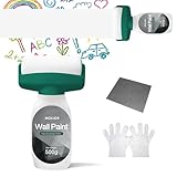 MOLLOR Connextion Wandfarbe Ausbessern Weiß, 500g Ausbesserungsfarbe Weiss Roller, Wandreparatur Rollenfarbe, Wand Reparatur Rollbürste, für Graffiti Kratzer Flecken Risse Und Beschädigte Wände