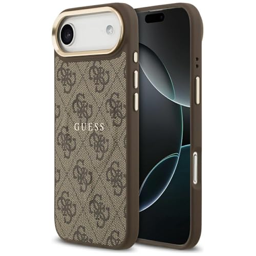 CG MOBILE Guess 4G PU Classic Logo Compatible avec MagSafe Coque pour iPhone 17 Air (Marron)