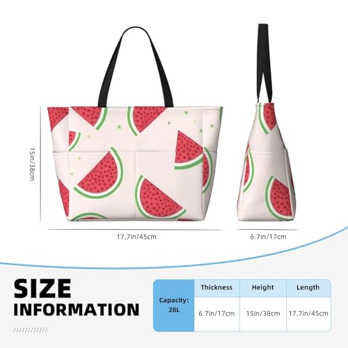 Pink watermelon Print 28L Beach Tote Bag, Water-resistant Travel Tote, Lightweight Gym & Camping Carryall4