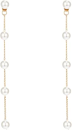 Amazon.com: BTAKANPP Big Dangle Earrings Thin Dangle Gold Elegant Pearl