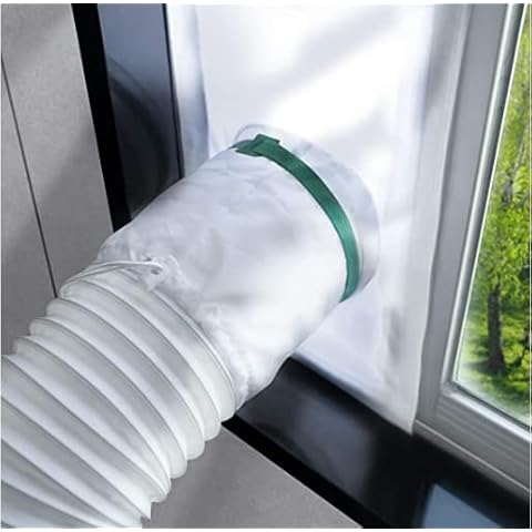 Loviga AC Window Seal with fully Sealing Drawstring and Adhesive Velcro, Waterproof Universal Window Seal for Portable Air Conditioner, No Need for Drilling-25x62~92cm Cover